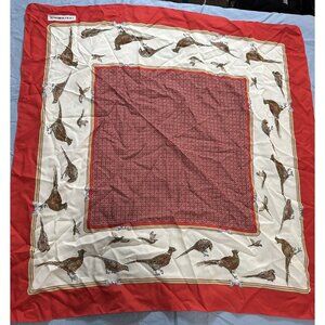 Vintage Laura Borghese Pheasant Red Women’s Scarf 30”